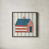 Americana Quilt III by David Carter Brown. Shown in a sleek black glass frame for a contemporary gallery look. Available as an archival giclee rolled canvas, fine art paper, or poster print. SKU 27874a.