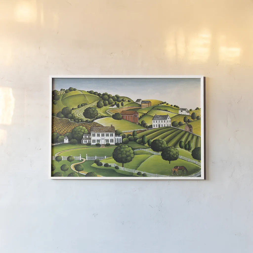 Apple Valley by David Carter Brown. shown as a paper print in a white frame. Available as a archival giclee rolled canvas, fine art paper, or poster print. SKU 26452i.