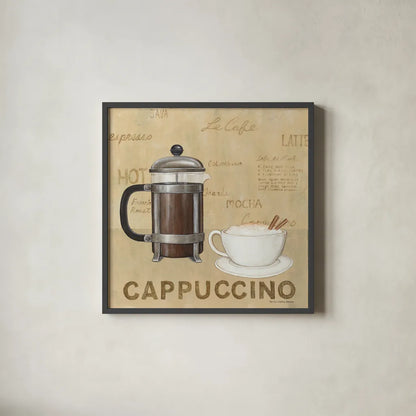 Cappuccino Cream by David Carter Brown. Shown in a sleek black glass frame for a contemporary gallery look. Available as an archival giclee rolled canvas, fine art paper, or poster print. SKU 37693a.