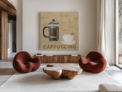 Cappuccino Cream by David Carter Brown. Shown as extra-large giant wall art in a modern living room. Available as an archival giclee rolled canvas, fine art paper, or poster print. SKU 37693a.