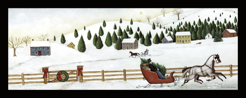 Christmas Valley Sleigh with Black Border by David Carter Brown