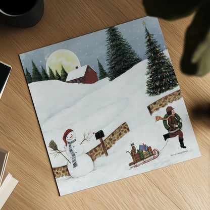 Christmas Valley Snowman Crop by David Carter Brown. Shown as a detailed flat fine art print, highlighting archival giclee quality. Available as an archival giclee rolled canvas, fine art paper, or poster print. SKU 8949a.