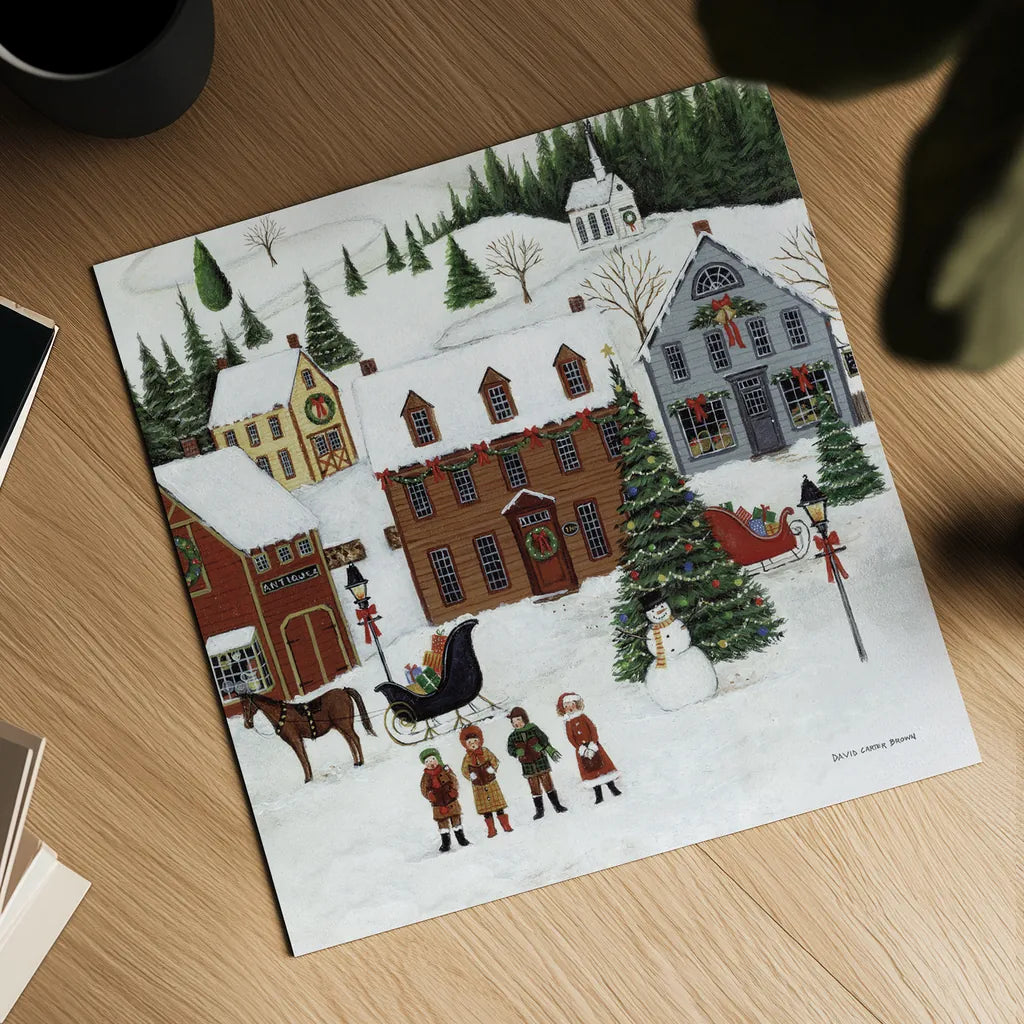 Christmas Valley Village Crop by David Carter Brown. Shown as a detailed flat fine art print, highlighting archival giclee quality. Available as an archival giclee rolled canvas, fine art paper, or poster print. SKU 8950a.
