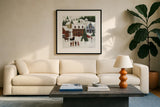 Christmas Valley Village Crop by David Carter Brown. Displayed in a glass frame with matte in a clean modern living room. Available as an archival giclee rolled canvas, fine art paper, or poster print. SKU 8950a.