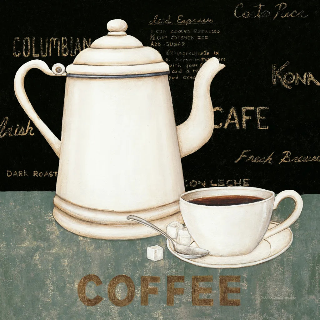 Coffee by David Carter Brown. SKU 3261a. Archival Giclee Fine art print for wall decor.