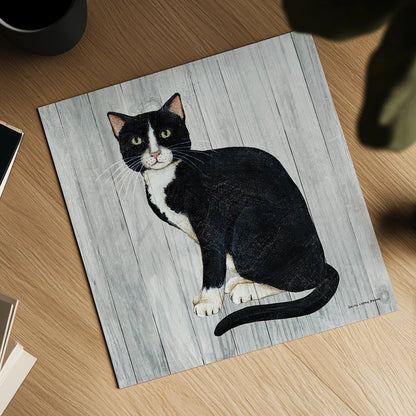 Country Kitty I on Wood by David Carter Brown. Shown as a detailed flat fine art print, highlighting archival giclee quality. Available as an archival giclee rolled canvas, fine art paper, or poster print. SKU 26468a.
