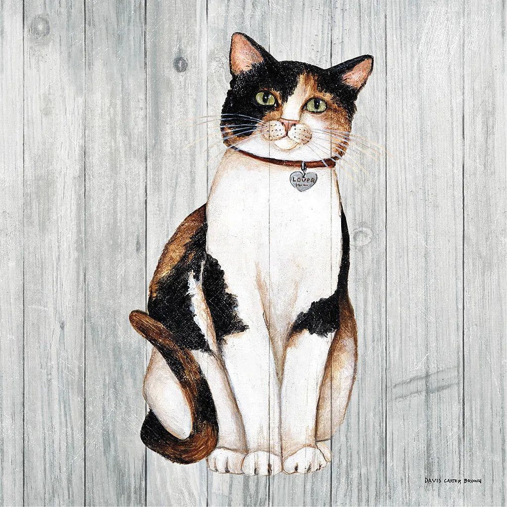 Country Kitty III on Wood by David Carter Brown. SKU 26470a. Archival Giclee Fine art print for wall decor.