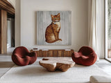 Country Kitty IV on Wood by David Carter Brown. Shown as extra-large giant wall art in a modern living room. Available as an archival giclee rolled canvas, fine art paper, or poster print. SKU 26471a.