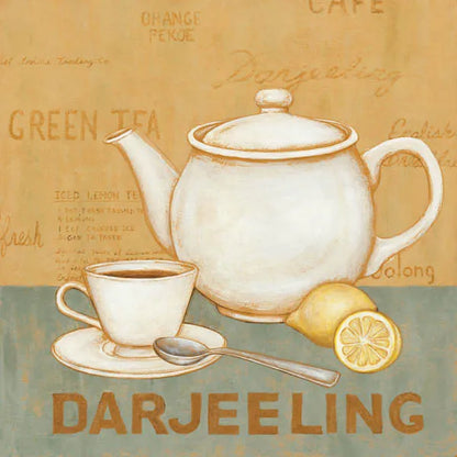 Darjeeling Tea Teal by David Carter Brown. SKU 37682a. Archival Giclee Fine art print for wall decor.