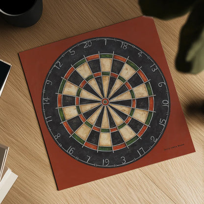 Dartboard by David Carter Brown. Shown as a detailed flat fine art print, highlighting archival giclee quality. Available as an archival giclee rolled canvas, fine art paper, or poster print. SKU 1258a.