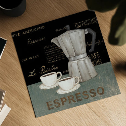 Espresso by David Carter Brown. Shown as a detailed flat fine art print, highlighting archival giclee quality. Available as an archival giclee rolled canvas, fine art paper, or poster print. SKU 3262a.