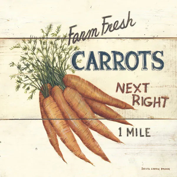 Farm Fresh Carrots by David Carter Brown. SKU 3185a. Archival Giclee Fine art print for wall decor.