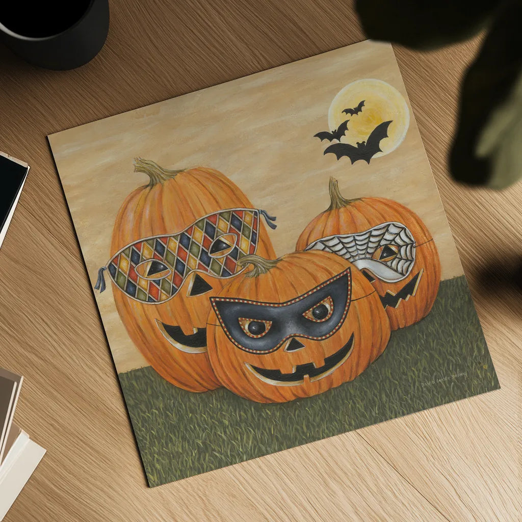 Funny Pumpkins by David Carter Brown. Shown as a detailed flat fine art print, highlighting archival giclee quality. Available as an archival giclee rolled canvas, fine art paper, or poster print. SKU 58951a.