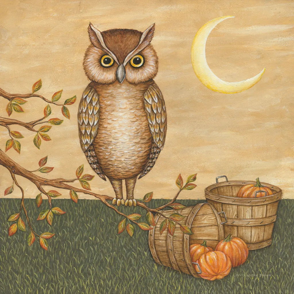 Halloween Owl by David Carter Brown. SKU 58950a. Archival Giclee Fine art print for wall decor.