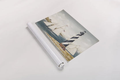 Hatteras Light by David Carter Brown. shown as a rolled paper print. Available as archival giclee rolled canvas, fine art paper, or poster print. SKU 37654i.