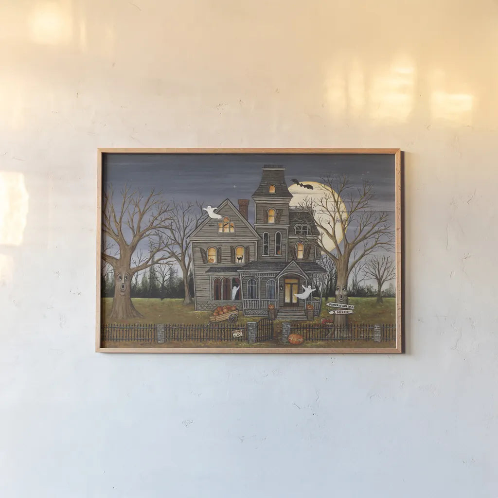 Haunted House Crop by David Carter Brown. shown as a paper print in a natural frame. Available as a archival giclee rolled canvas, fine art paper, or poster print. SKU 19989i.