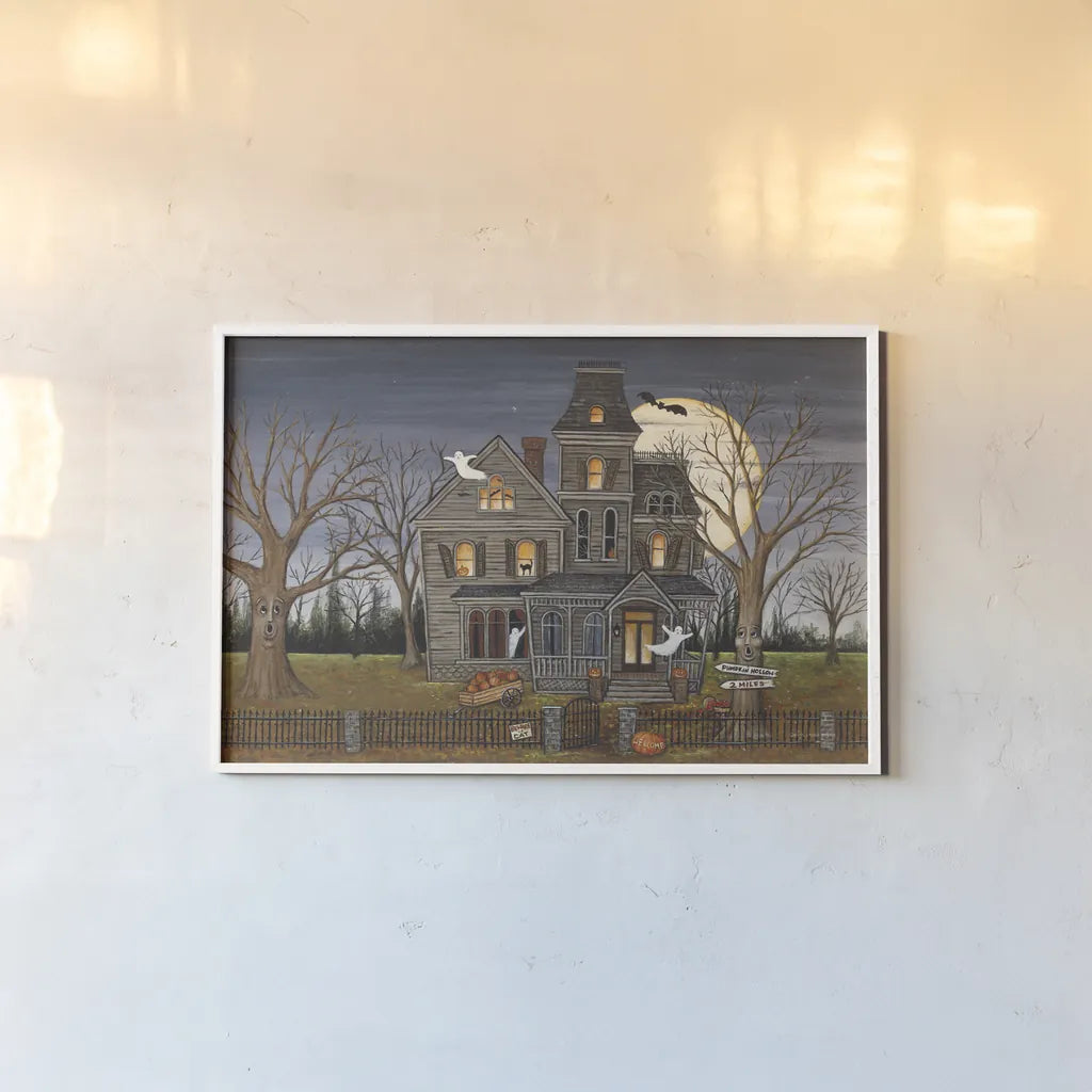 Haunted House Crop by David Carter Brown. shown as a paper print in a white frame. Available as a archival giclee rolled canvas, fine art paper, or poster print. SKU 19989i.