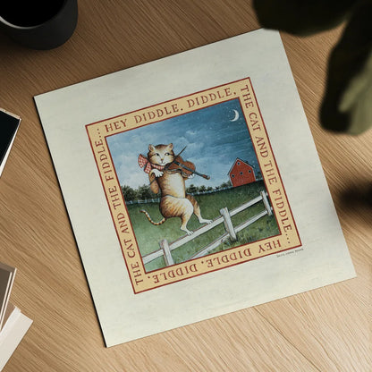 Hey Diddle Diddle by David Carter Brown. Shown as a detailed flat fine art print, highlighting archival giclee quality. Available as an archival giclee rolled canvas, fine art paper, or poster print. SKU 3152a.