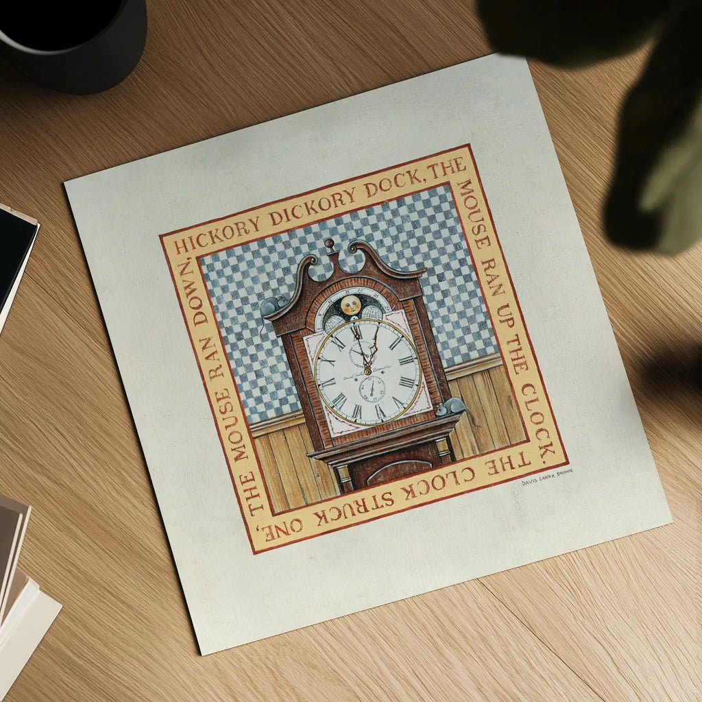 Hickory Dickory Dock by David Carter Brown. Shown as a detailed flat fine art print, highlighting archival giclee quality. Available as an archival giclee rolled canvas, fine art paper, or poster print. SKU 3155a.