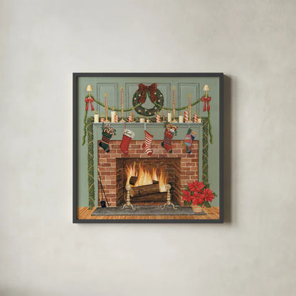 Home for the Holidays I by David Carter Brown. Shown in a sleek black glass frame for a contemporary gallery look. Available as an archival giclee rolled canvas, fine art paper, or poster print. SKU 8944a.