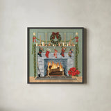 Home for the Holidays I Gray by David Carter Brown. Shown in a sleek black glass frame for a contemporary gallery look. Available as an archival giclee rolled canvas, fine art paper, or poster print. SKU 59699a.