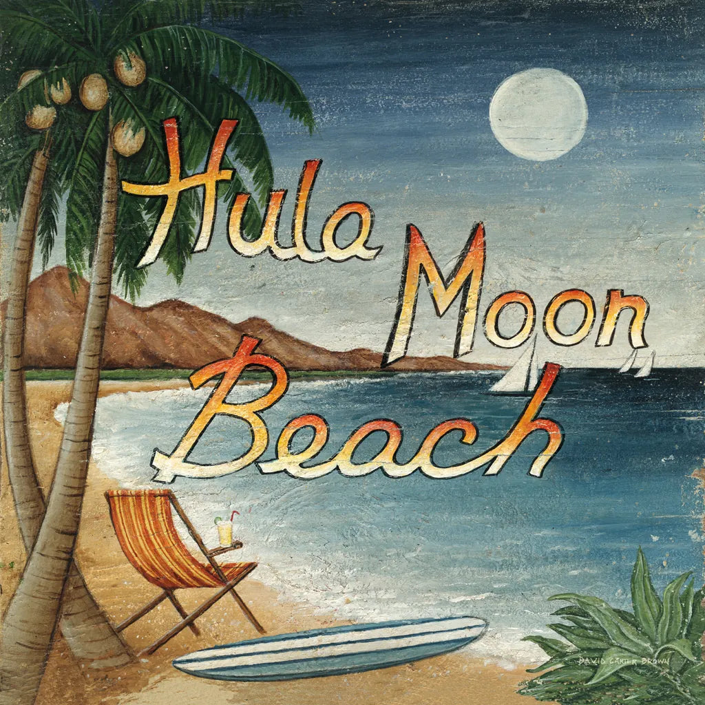 Hula Moon Beach by David Carter Brown. SKU 3205a. Archival Giclee Fine art print for wall decor.