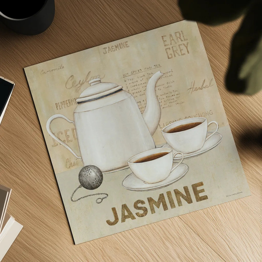 Jasmine Tea by David Carter Brown. Shown as a detailed flat fine art print, highlighting archival giclee quality. Available as an archival giclee rolled canvas, fine art paper, or poster print. SKU 37694a.