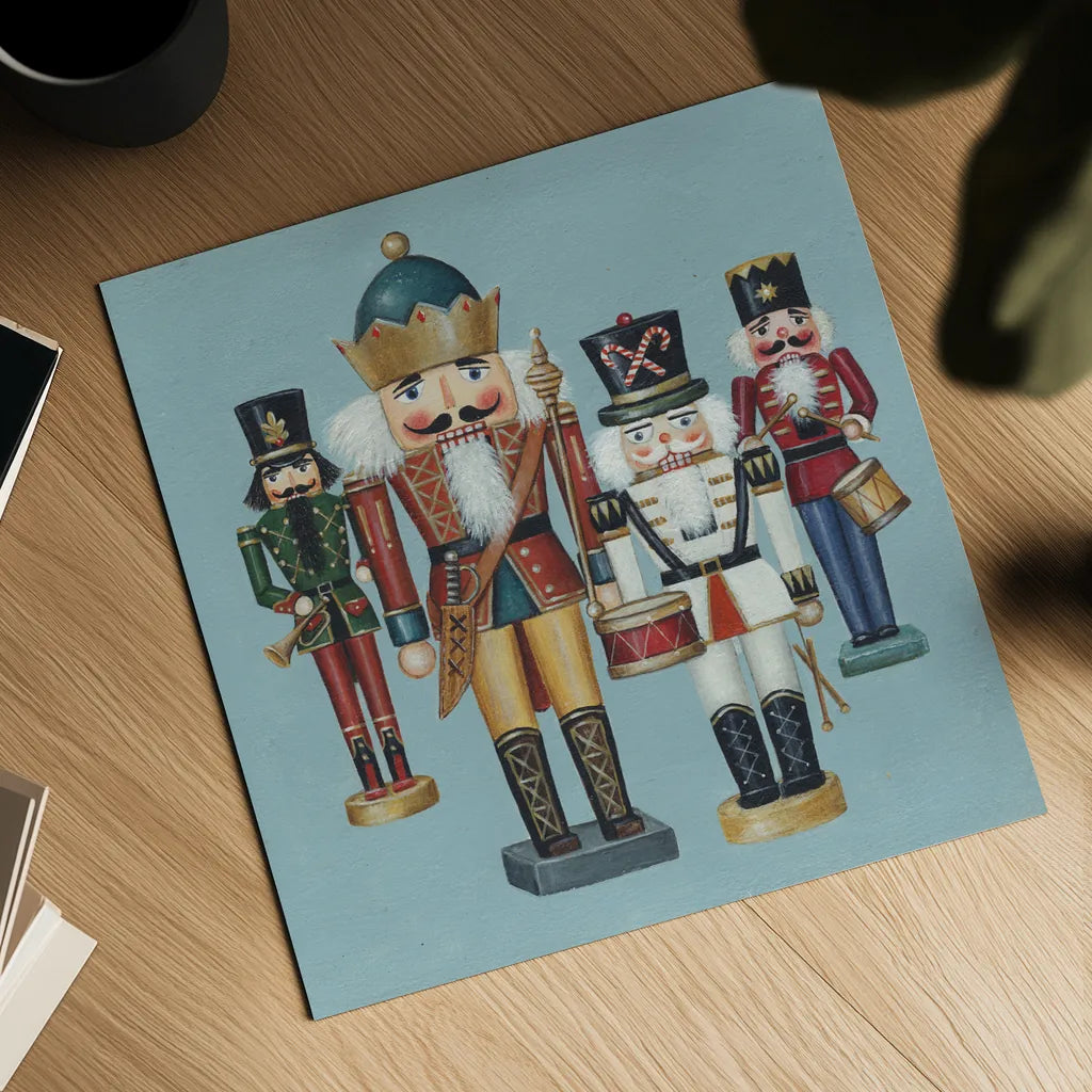 King Nutcrackers by David Carter Brown. Shown as a detailed flat fine art print, highlighting archival giclee quality. Available as an archival giclee rolled canvas, fine art paper, or poster print. SKU 27112a.