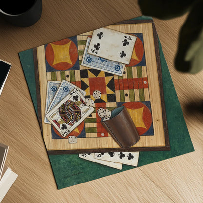 Parcheesi by David Carter Brown. Shown as a detailed flat fine art print, highlighting archival giclee quality. Available as an archival giclee rolled canvas, fine art paper, or poster print. SKU 1259a.