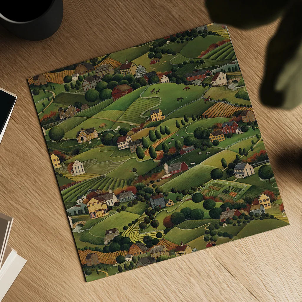 Pleasant Valley by David Carter Brown. Shown as a detailed flat fine art print, highlighting archival giclee quality. Available as an archival giclee rolled canvas, fine art paper, or poster print. SKU 27115a.