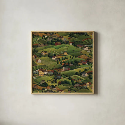Pleasant Valley by David Carter Brown. Shown in a natural wood glass frame for a timeless modern aesthetic. Available as an archival giclee rolled canvas, fine art paper, or poster print. SKU 27115a.