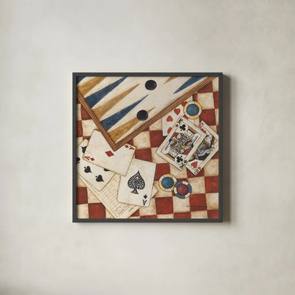 Poker by David Carter Brown. Shown in a sleek black glass frame for a contemporary gallery look. Available as an archival giclee rolled canvas, fine art paper, or poster print. SKU 1260a.