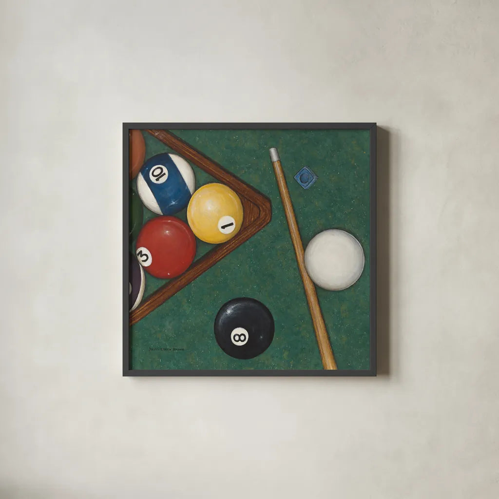 Pool by David Carter Brown. Shown in a sleek black glass frame for a contemporary gallery look. Available as an archival giclee rolled canvas, fine art paper, or poster print. SKU 1261a.