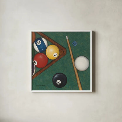 Pool by David Carter Brown. Shown in a crisp white glass frame for a clean and minimalist style. Available as an archival giclee rolled canvas, fine art paper, or poster print. SKU 1261a.