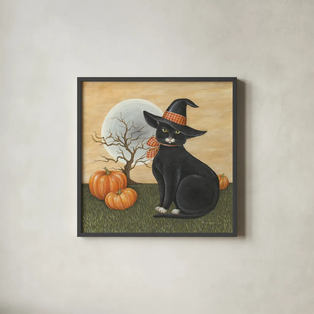 Pretty Kitty by David Carter Brown. Shown in a sleek black glass frame for a contemporary gallery look. Available as an archival giclee rolled canvas, fine art paper, or poster print. SKU 58949a.