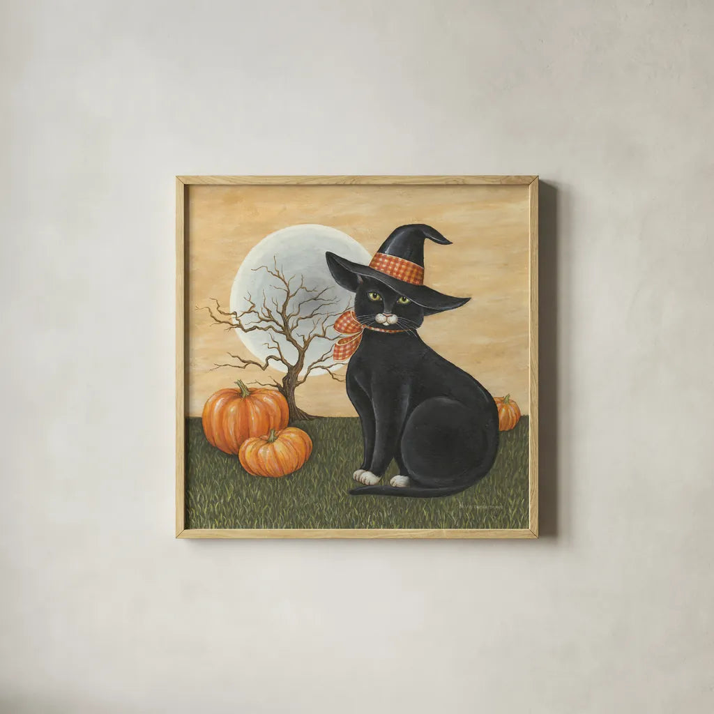 Pretty Kitty by David Carter Brown. Shown in a natural wood glass frame for a timeless modern aesthetic. Available as an archival giclee rolled canvas, fine art paper, or poster print. SKU 58949a.