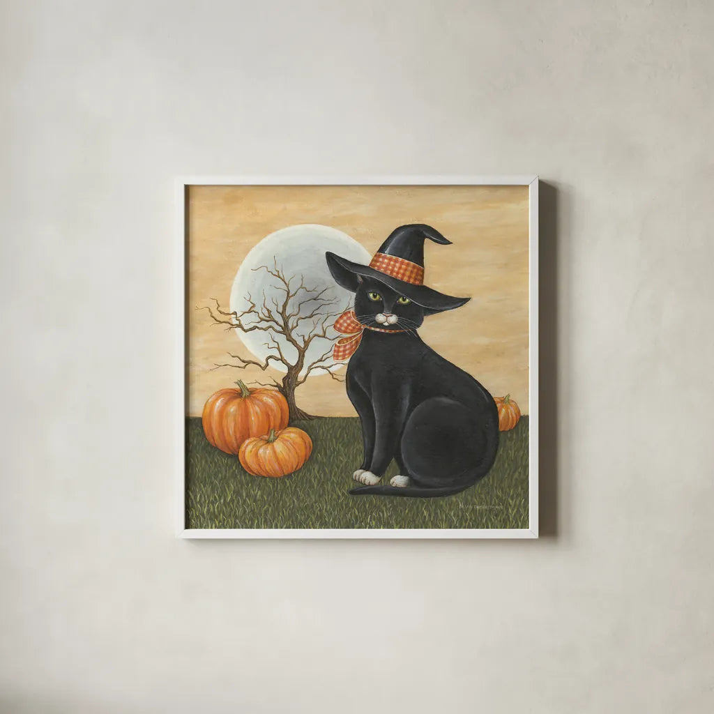 Pretty Kitty by David Carter Brown. Shown in a crisp white glass frame for a clean and minimalist style. Available as an archival giclee rolled canvas, fine art paper, or poster print. SKU 58949a.