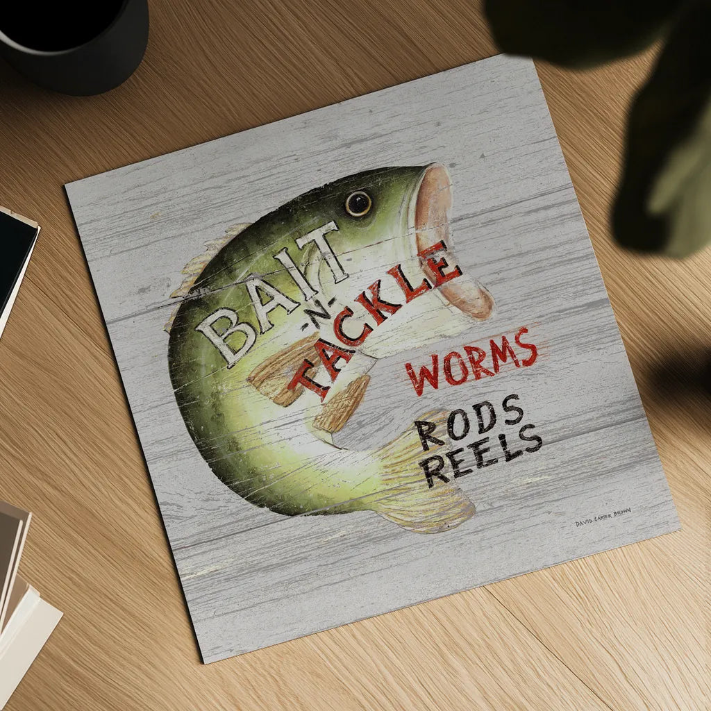 Rods and Reels by David Carter Brown. Shown as a detailed flat fine art print, highlighting archival giclee quality. Available as an archival giclee rolled canvas, fine art paper, or poster print. SKU 57495a.