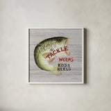 Rods and Reels by David Carter Brown. Shown in a crisp white glass frame for a clean and minimalist style. Available as an archival giclee rolled canvas, fine art paper, or poster print. SKU 57495a.