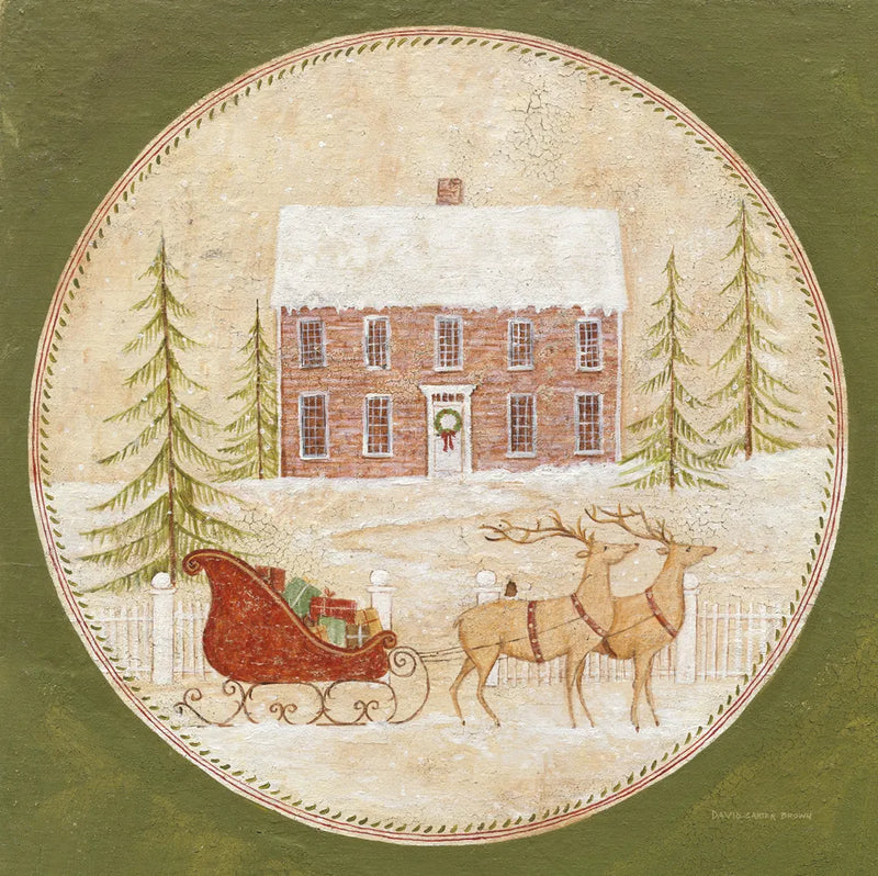 Santas Sleigh by David Carter Brown. SKU 26450a. Archival Giclee Fine art print for wall decor.