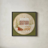 Santas Sleigh by David Carter Brown. Shown in a sleek black glass frame for a contemporary gallery look. Available as an archival giclee rolled canvas, fine art paper, or poster print. SKU 26450a.