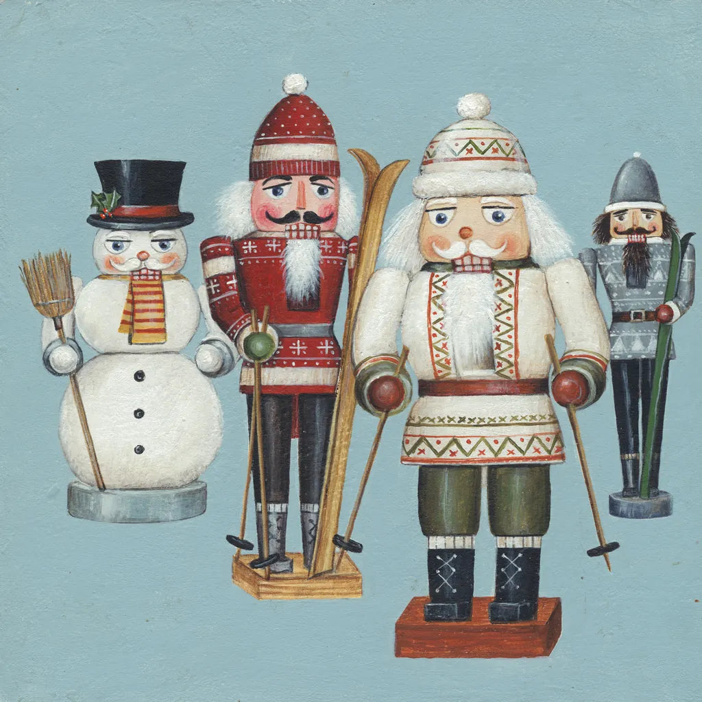Skier Nutcrackers by David Carter Brown. SKU 27110a. Archival Giclee Fine art print for wall decor.