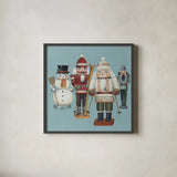 Skier Nutcrackers by David Carter Brown. Shown in a sleek black glass frame for a contemporary gallery look. Available as an archival giclee rolled canvas, fine art paper, or poster print. SKU 27110a.