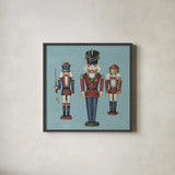 Soldier Nutcrackers by David Carter Brown. Shown in a sleek black glass frame for a contemporary gallery look. Available as an archival giclee rolled canvas, fine art paper, or poster print. SKU 27111a.
