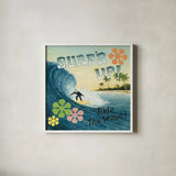 Surfs Up by David Carter Brown. Shown in a crisp white glass frame for a clean and minimalist style. Available as an archival giclee rolled canvas, fine art paper, or poster print. SKU 3206a.