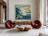 Surfs Up by David Carter Brown. Shown as extra-large giant wall art in a modern living room. Available as an archival giclee rolled canvas, fine art paper, or poster print. SKU 3206a.
