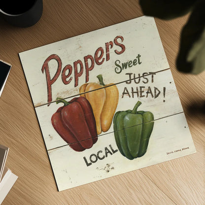 Sweet Peppers by David Carter Brown. Shown as a detailed flat fine art print, highlighting archival giclee quality. Available as an archival giclee rolled canvas, fine art paper, or poster print. SKU 3191a.