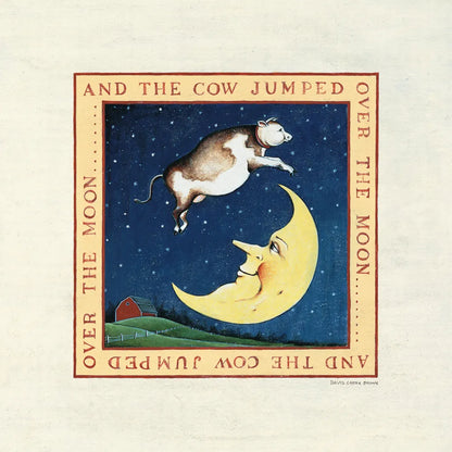 The Cow Jumped by David Carter Brown. SKU 3153a. Archival Giclee Fine art print for wall decor.