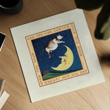 The Cow Jumped by David Carter Brown. Shown as a detailed flat fine art print, highlighting archival giclee quality. Available as an archival giclee rolled canvas, fine art paper, or poster print. SKU 3153a.