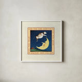 The Cow Jumped by David Carter Brown. Shown in a crisp white glass frame for a clean and minimalist style. Available as an archival giclee rolled canvas, fine art paper, or poster print. SKU 3153a.